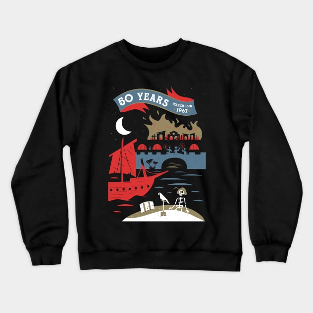 Pirates of the Caribbean 50th Anniversary by Rob Yeo - WDWNT.com Crewneck Sweatshirt by WDWNT